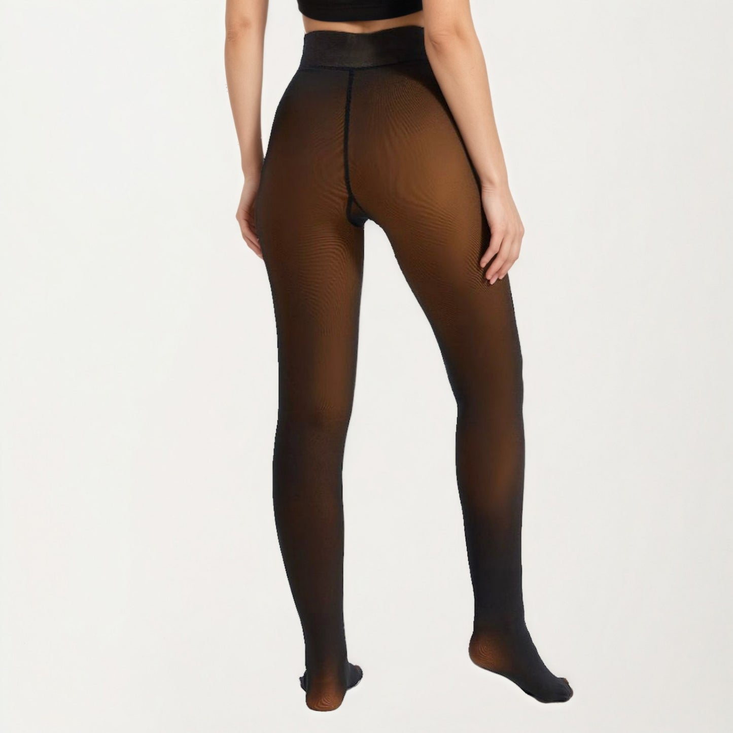 Fleece Lined Opaque Tights with High Waist Control Top and Thermal Stretch Fabric