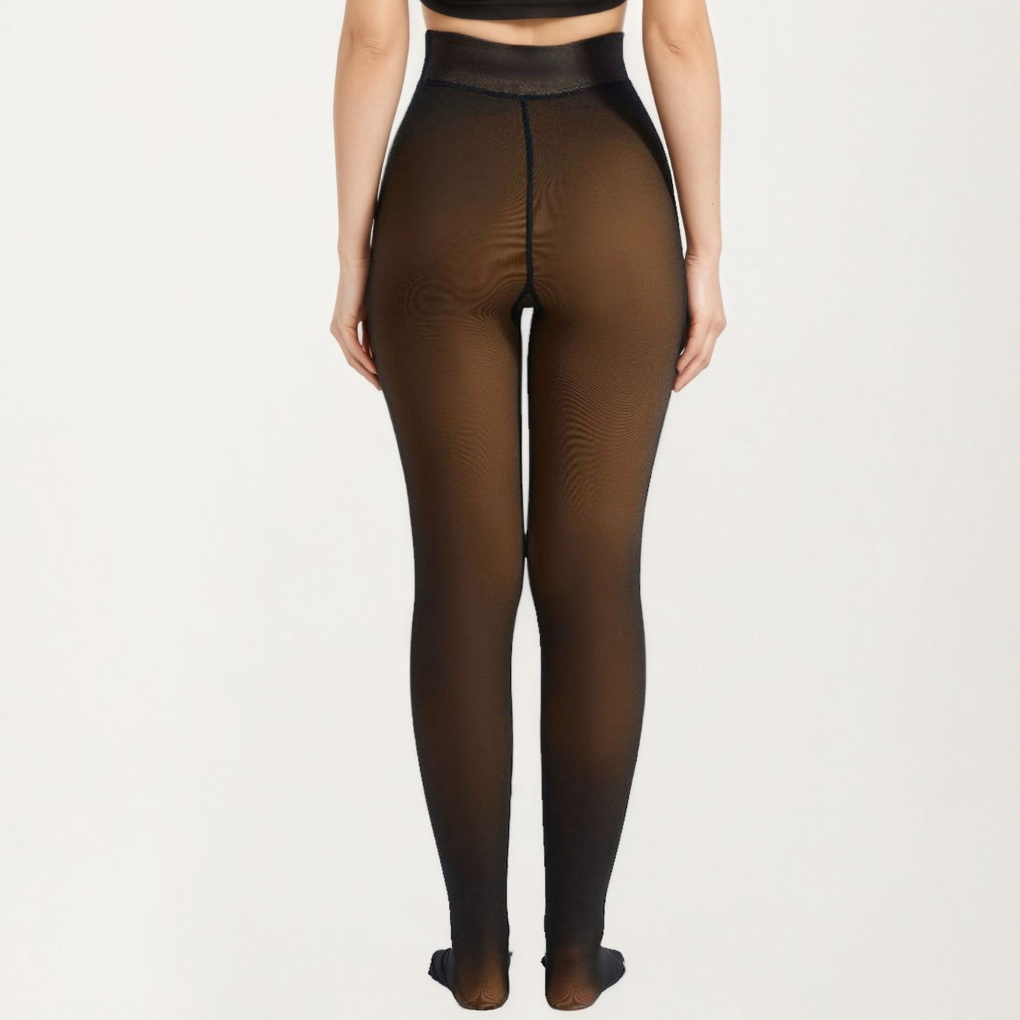 Fleece Lined Opaque Tights with High Waist Control Top and Thermal Stretch Fabric