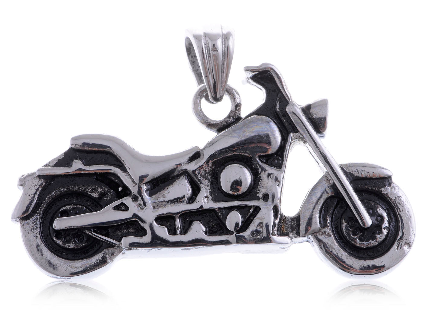 Stainless Steel Night Skeleton Head Motorcycle Necklace Pendant