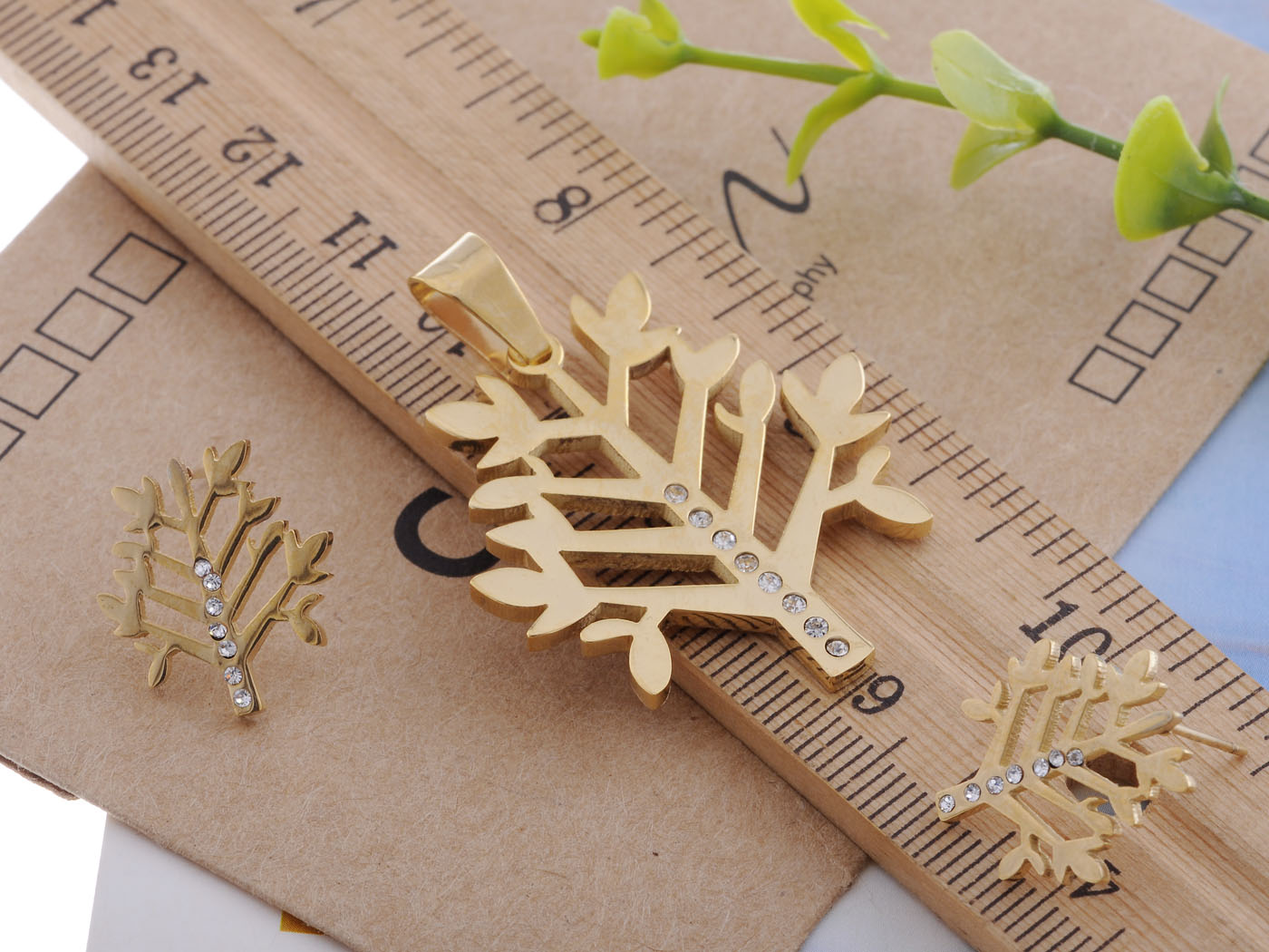 Quality Stainless Steel Tree Earring Necklace Pendant Earring Set