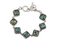 Alilang Natural Abalone Shell Bracelet Exquisite Retro Geometric Shape Silvery Tone Link Bracelet