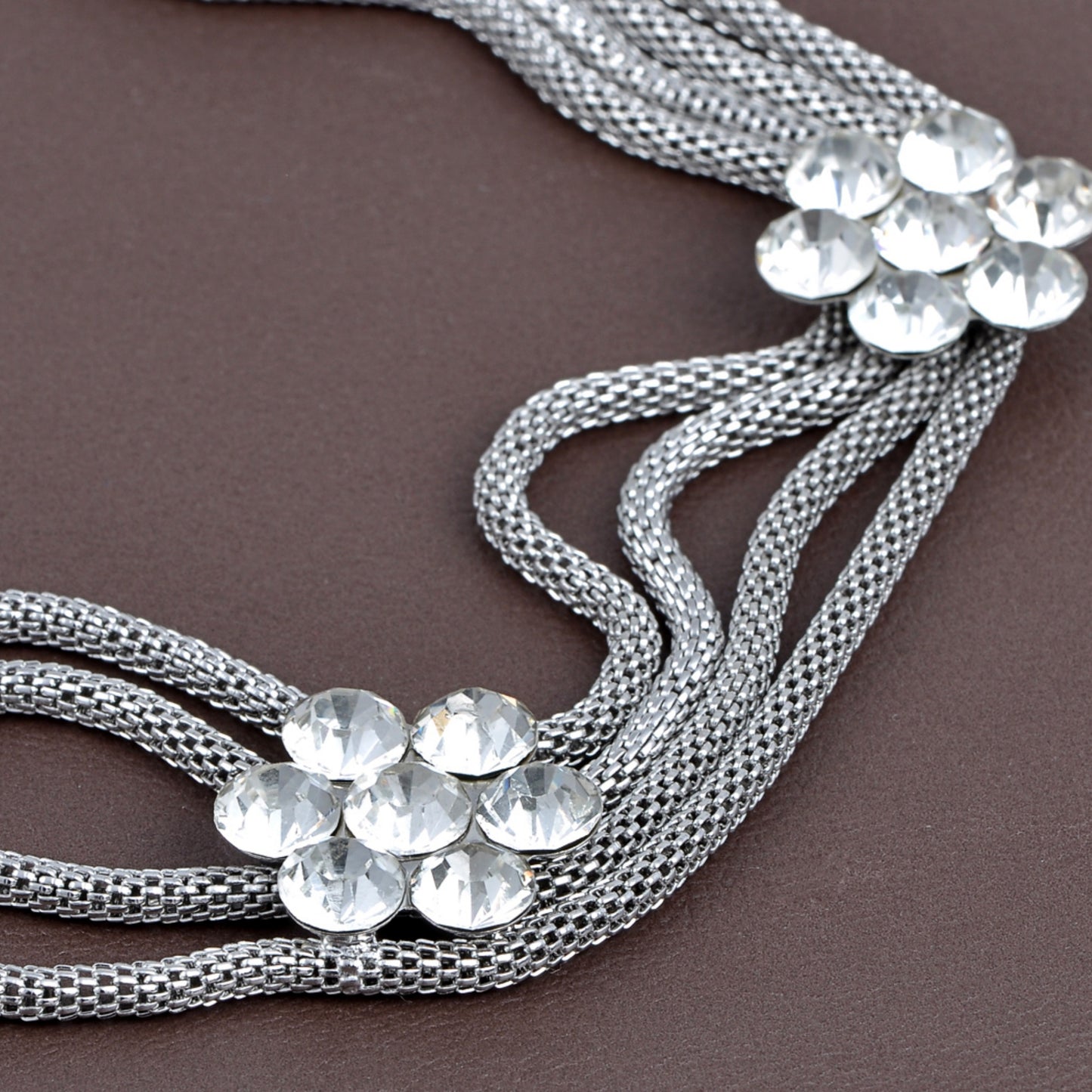 Multi-Strand Waist Chain with Crystal Flower Accents and Adjustable Clasp