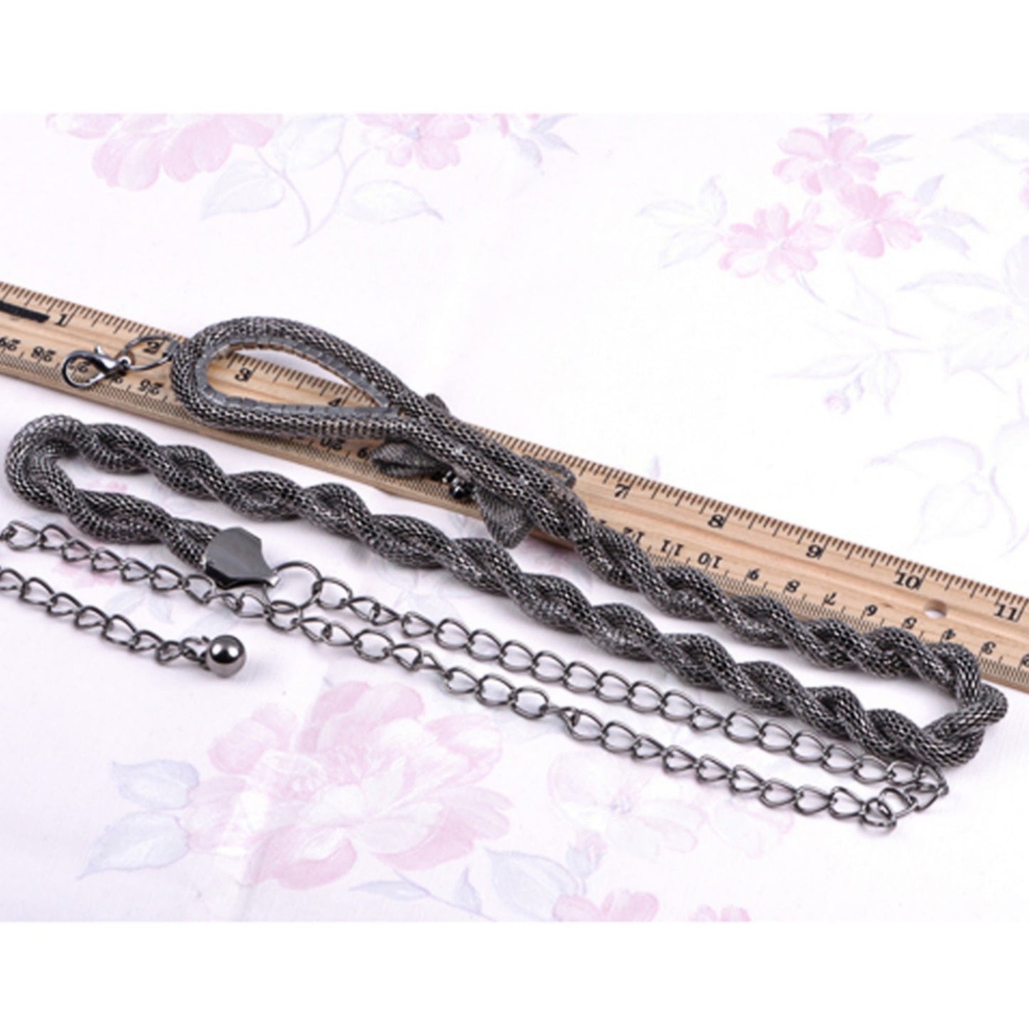 Braided Waist Chain with Bow Accent and Crystal Center Adjustable Fit