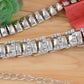 Geometric Square Link Waist Chain with Adjustable Extender and Shimmering Accents