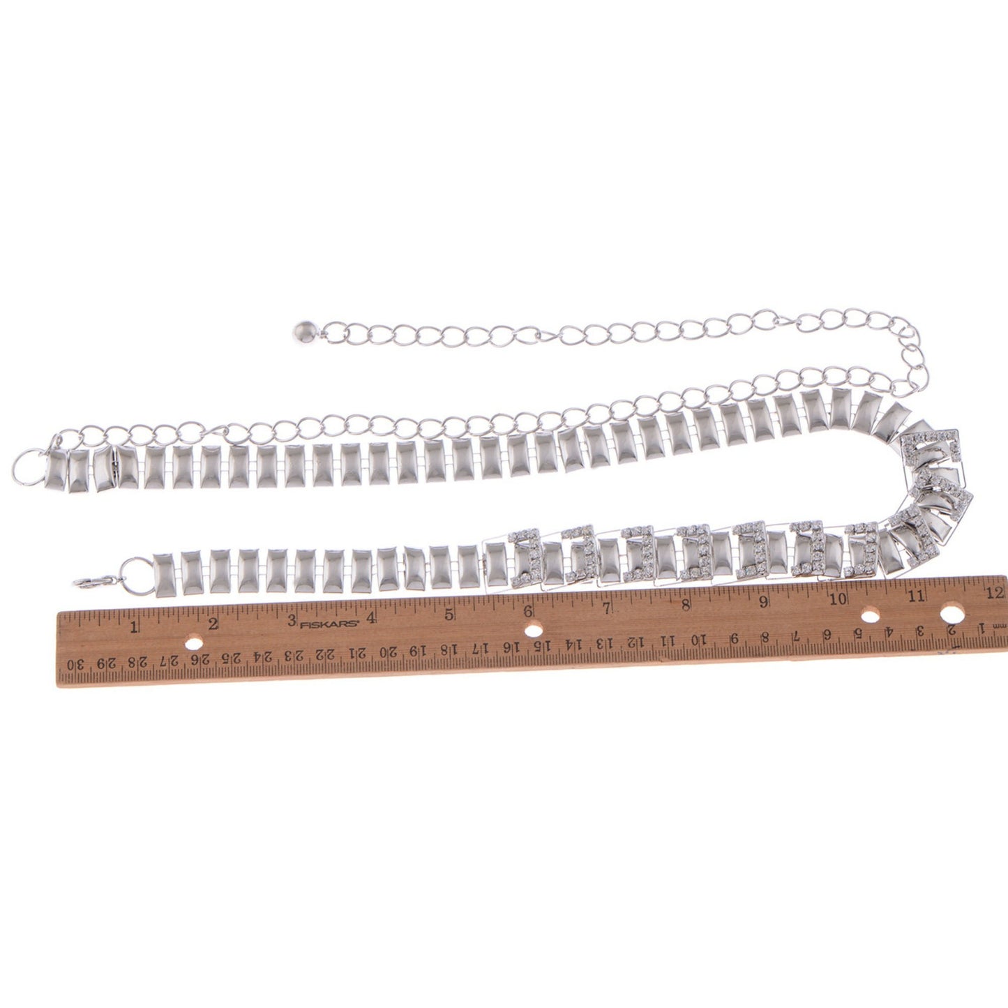 Geometric Square Link Waist Chain with Adjustable Extender and Shimmering Accents