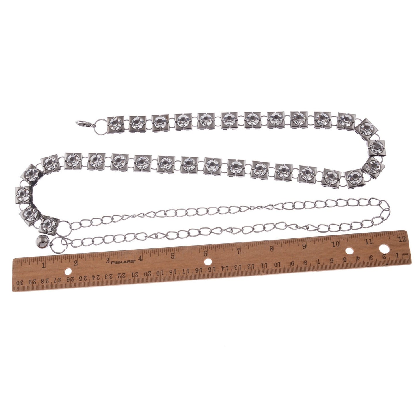 Crystal Square Link Waist Chain with Adjustable Extender