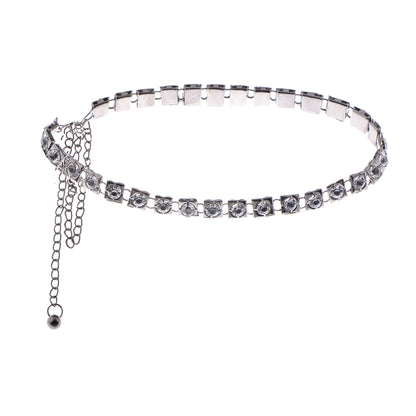 Crystal Square Link Waist Chain with Adjustable Extender