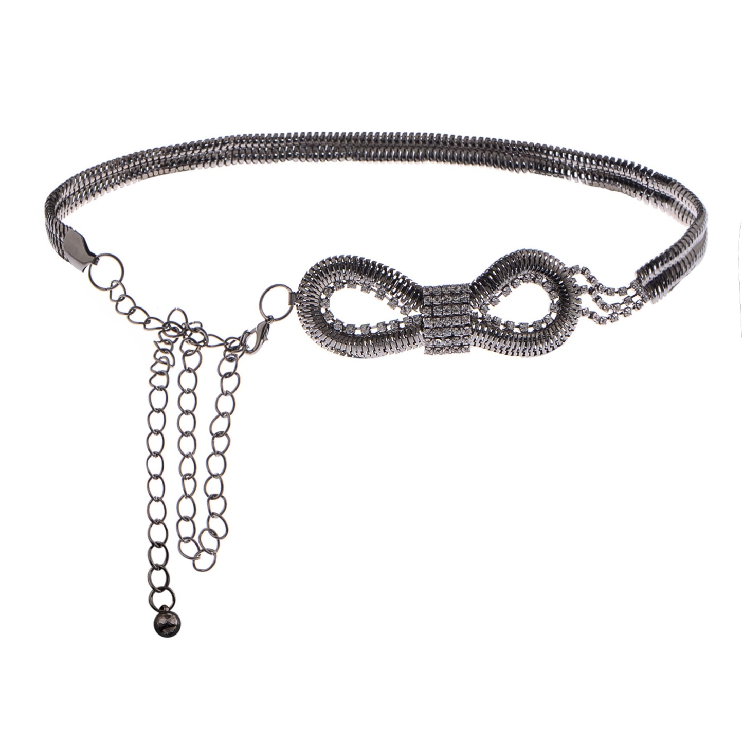 Bow Waist Chain with Crystal Accents and Adjustable Extender