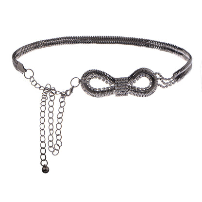 Bow Waist Chain with Crystal Accents and Adjustable Extender