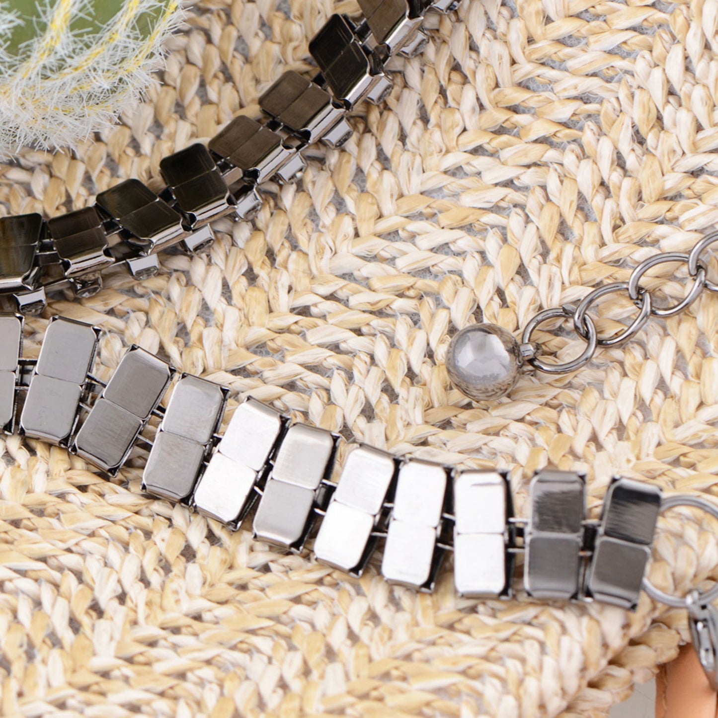 Geometric Waist Chain with Square Link Design and Crystal Accents