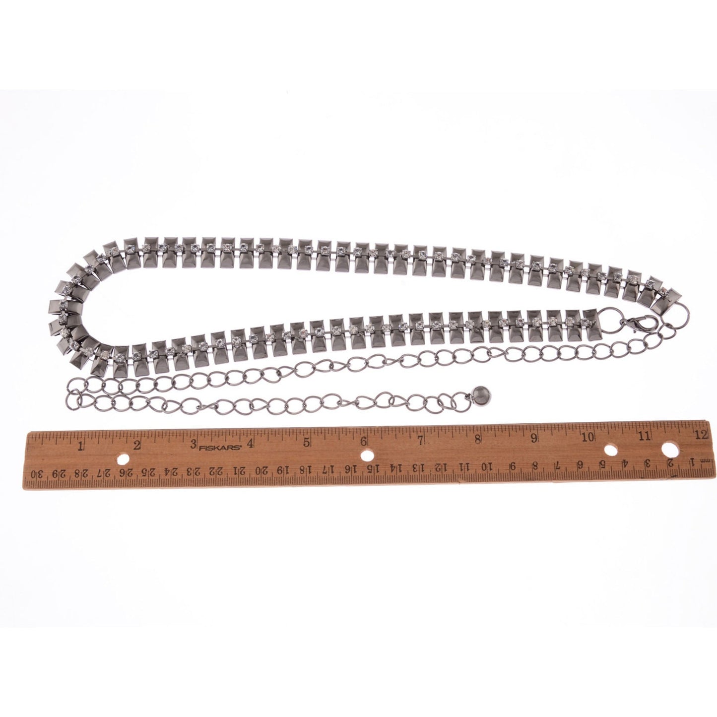 Geometric Waist Chain with Square Link Design and Crystal Accents
