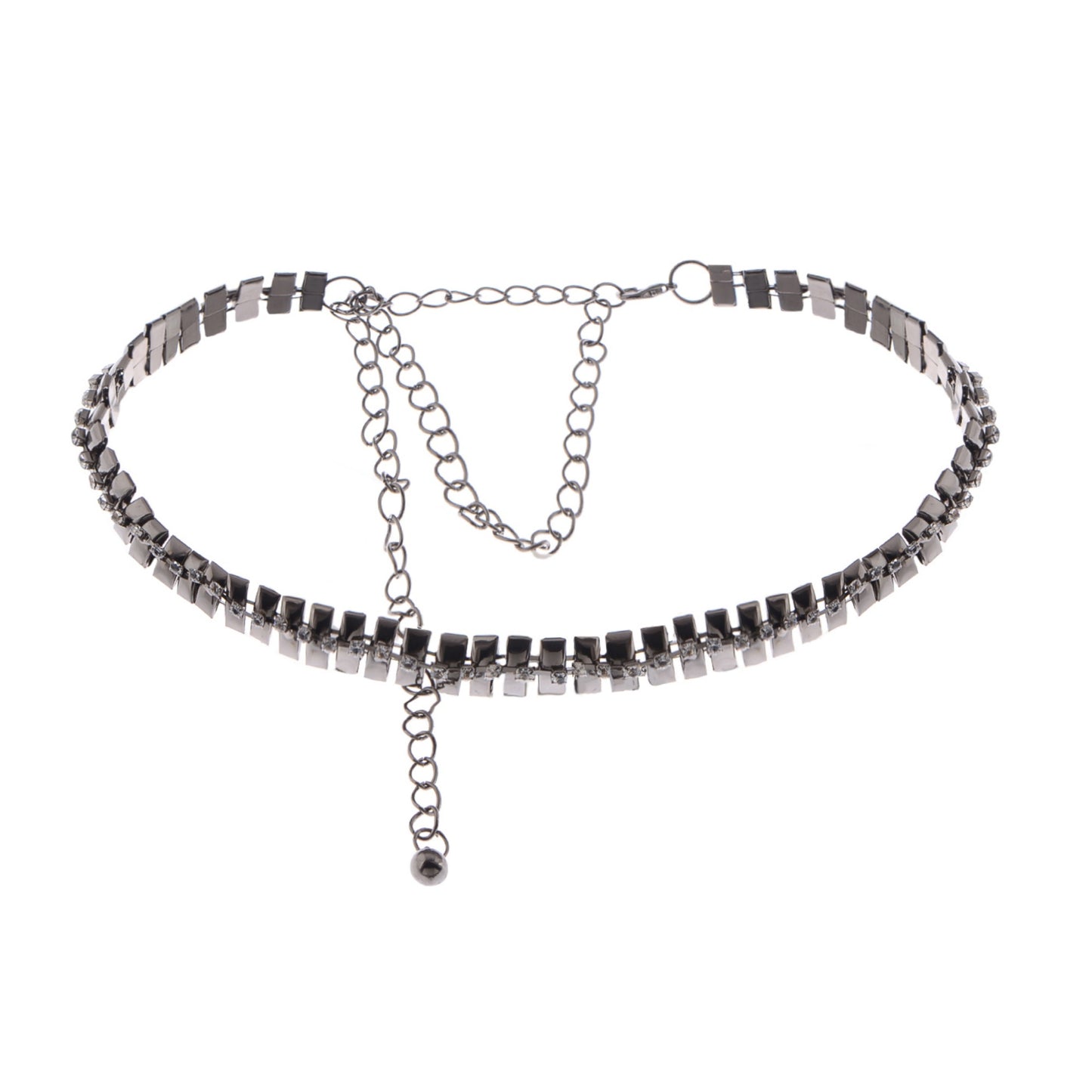 Geometric Waist Chain with Square Link Design and Crystal Accents