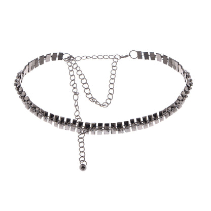 Geometric Waist Chain with Square Link Design and Crystal Accents