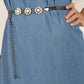 Floral Waist Chain with Chevron Link Design and Crystal Accents