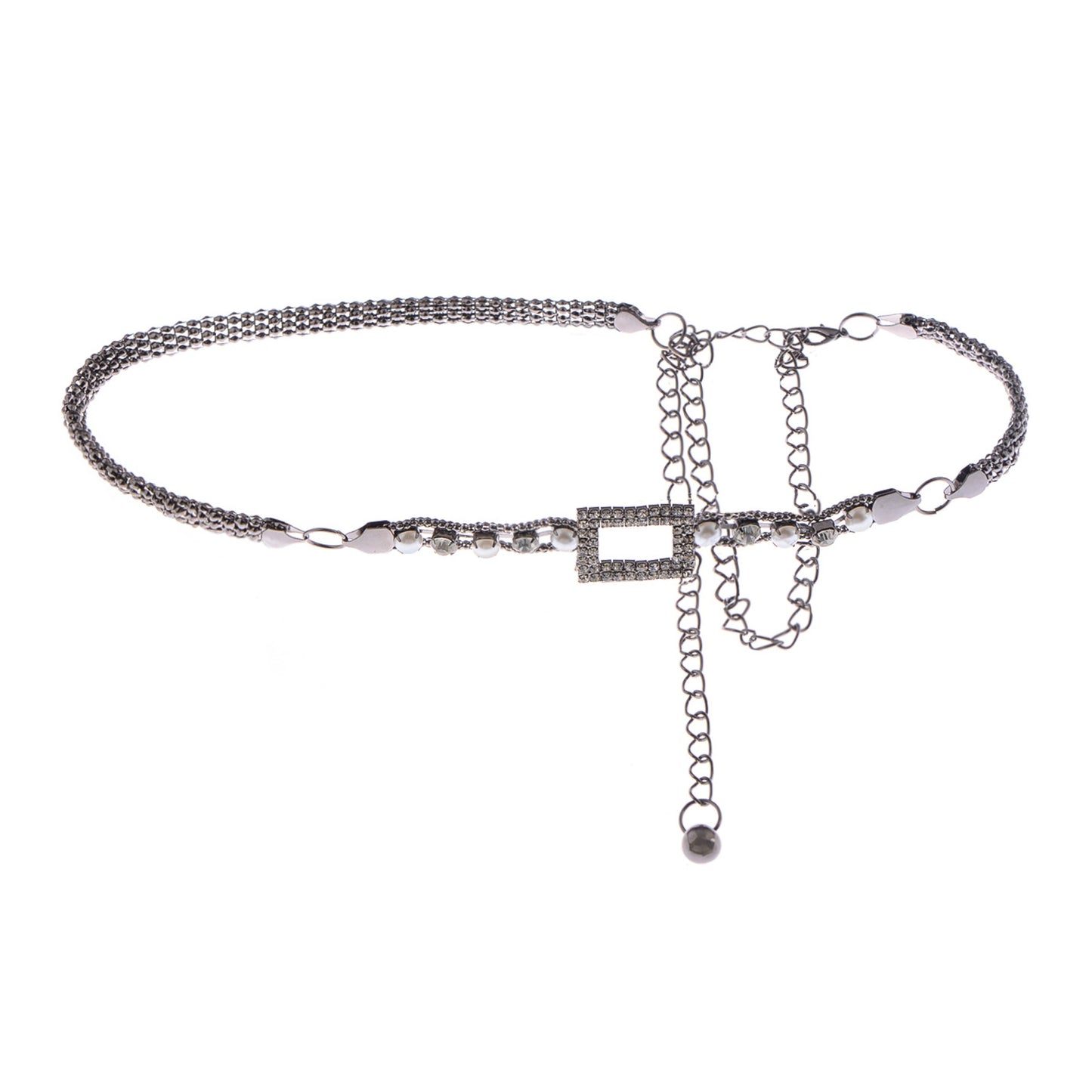 Crystal Square Accent Waist Chain Adjustable Belly Jewelry