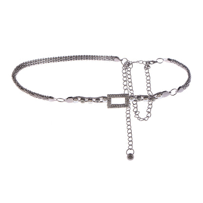 Crystal Square Accent Waist Chain Adjustable Belly Jewelry