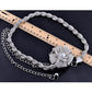 Rhinestone Flower Accent Waist Chain with Adjustable Extender