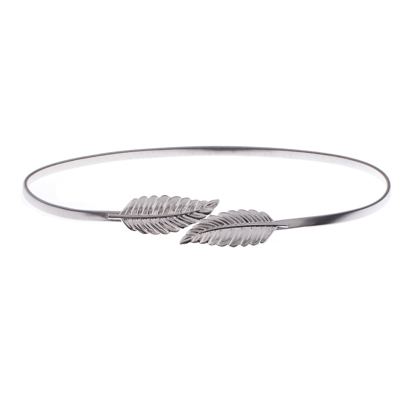 Metallic Leaf Design Waist Chain Belt with Sleek Minimalist Band