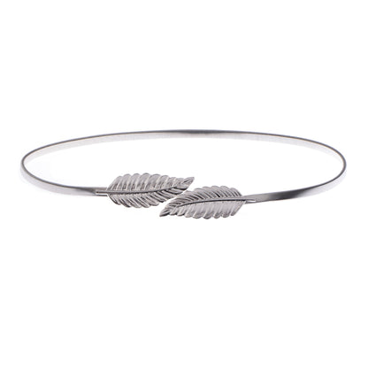 Metallic Leaf Design Waist Chain Belt with Sleek Minimalist Band
