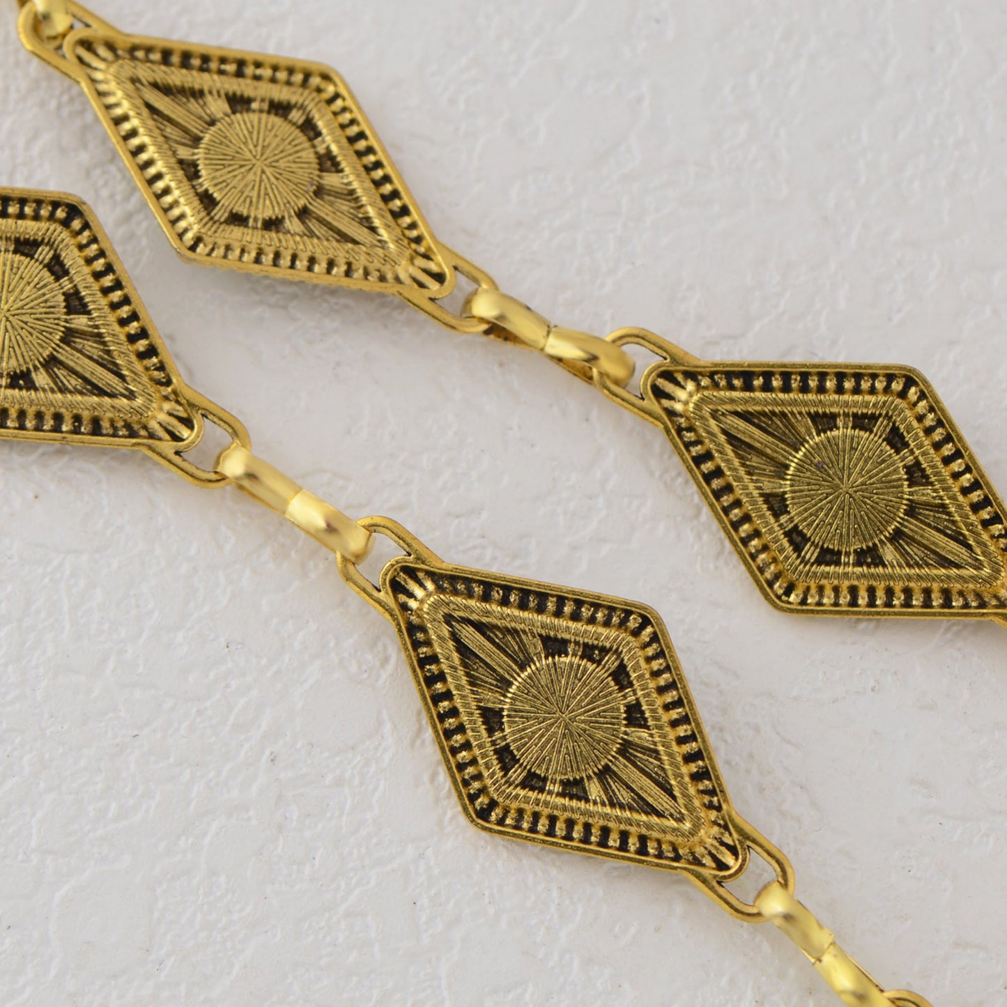 Waist Chain Belt with Diamond-Shaped Links and Turquoise Stone Accents