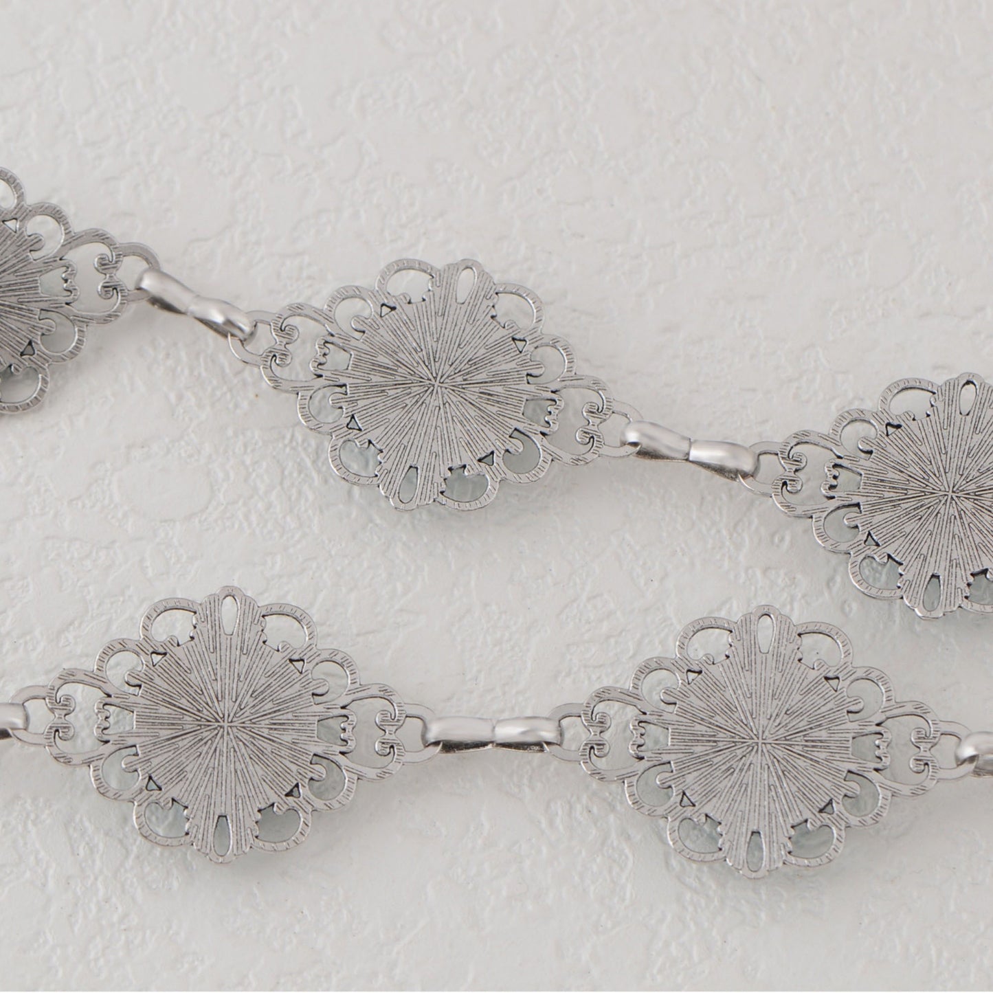 Waist Chain Belt with Floral Links and Turquoise Stone Accents