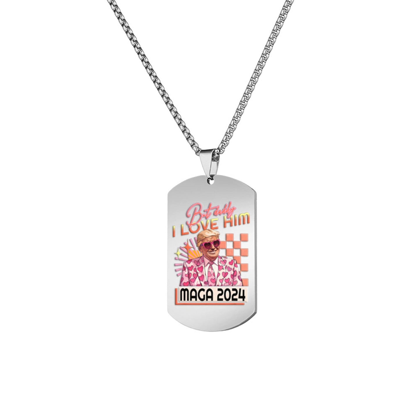Trump 2024 Tag Necklace Shooting Makes Me Stronger Stainless Steel Chain