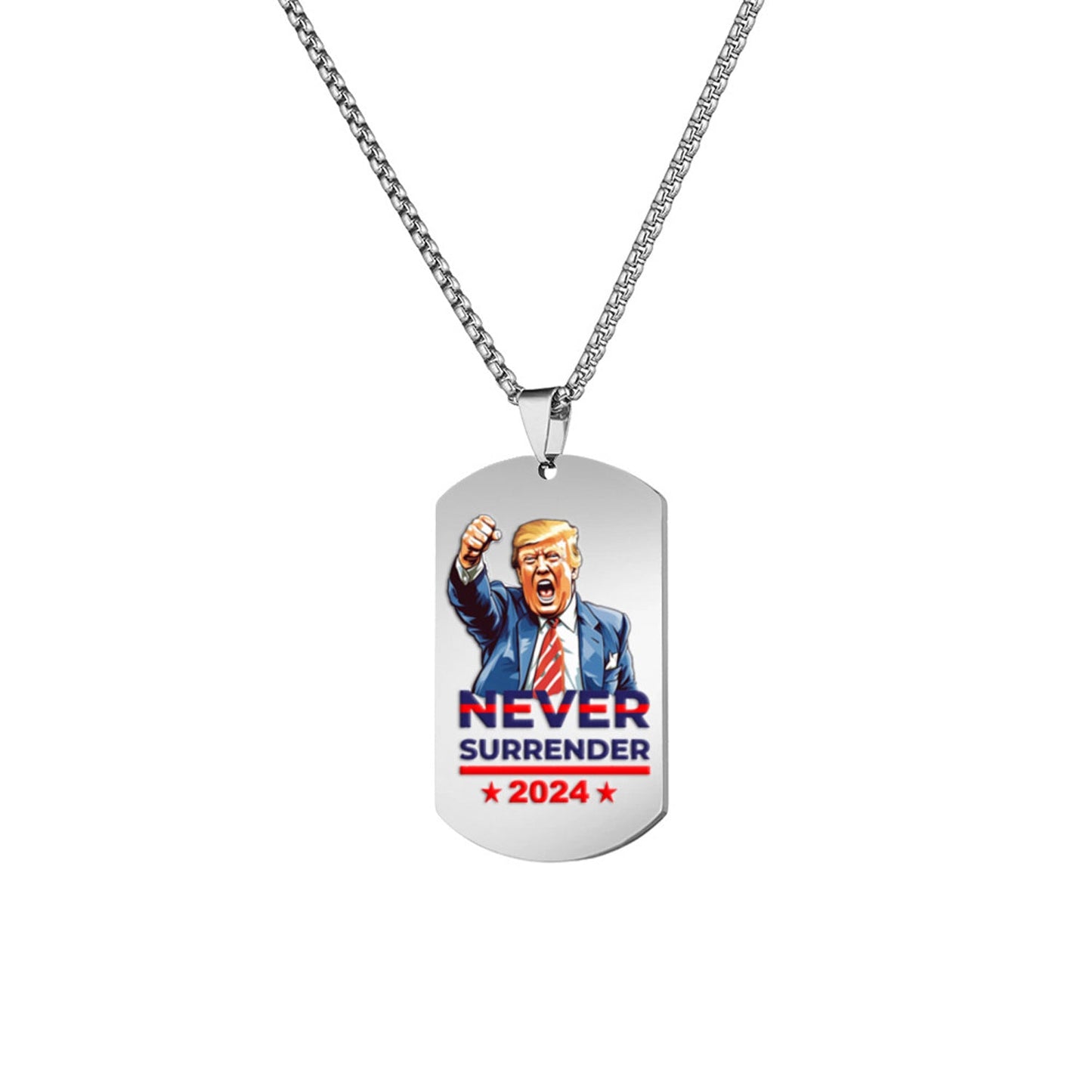 Trump 2024 Tag Necklace Shooting Makes Me Stronger Stainless Steel Chain
