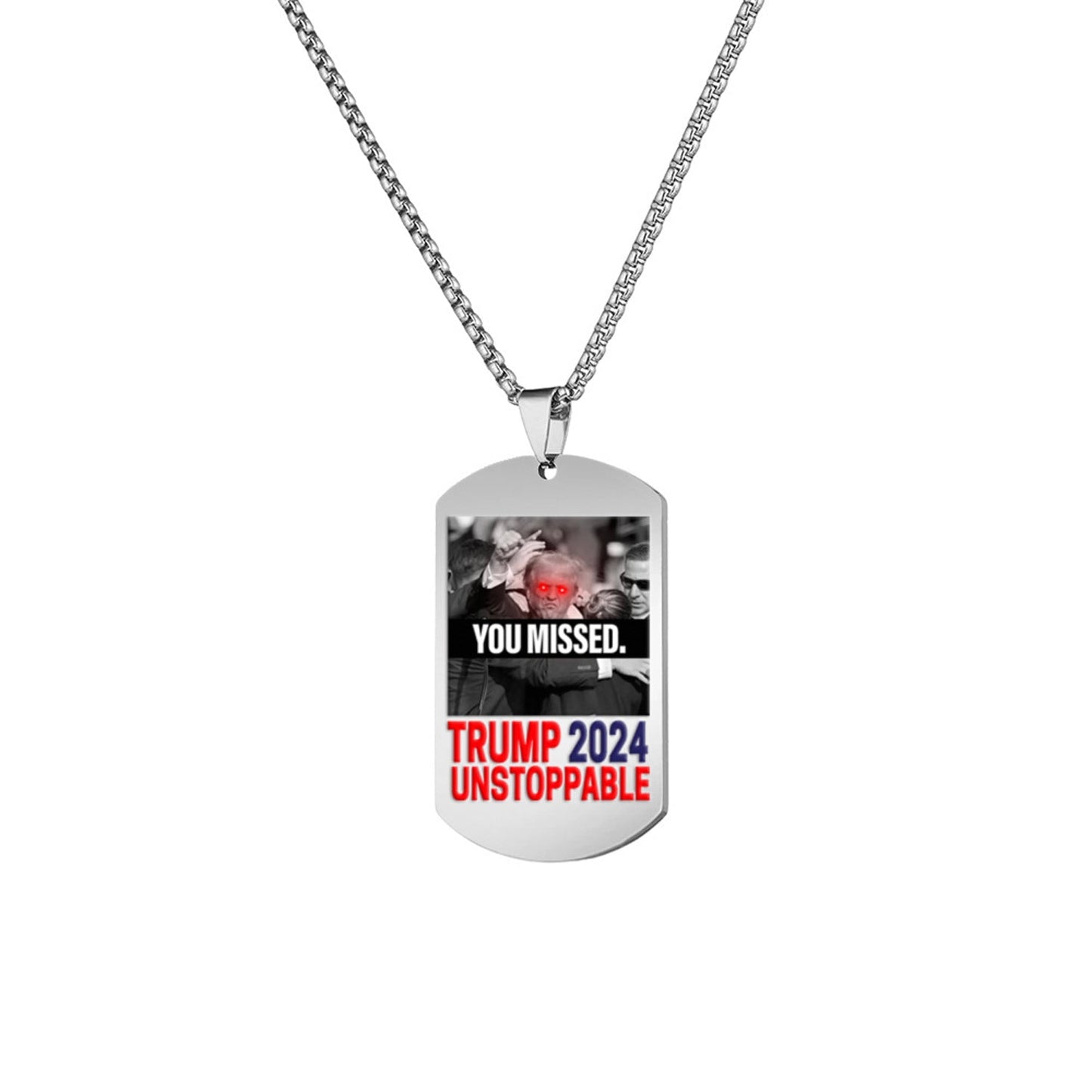 Trump 2024 Tag Necklace Shooting Makes Me Stronger Stainless Steel Chain