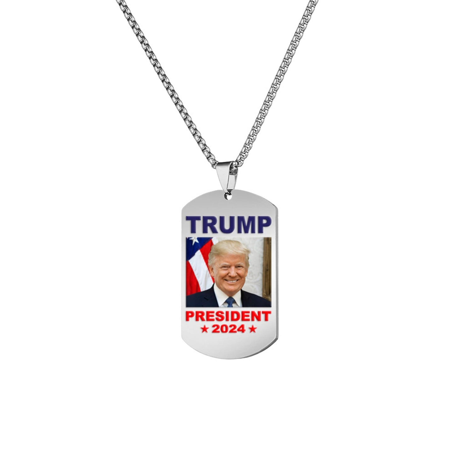 Trump 2024 Tag Necklace Shooting Makes Me Stronger Stainless Steel Chain