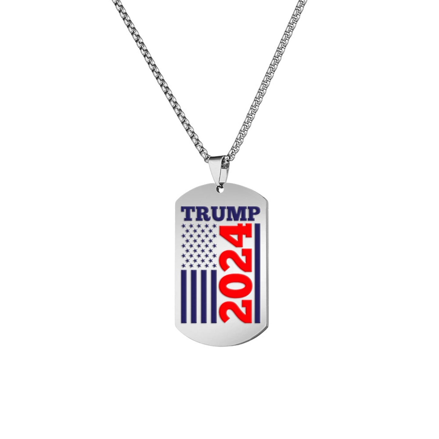 Trump 2024 Tag Necklace Shooting Makes Me Stronger Stainless Steel Chain