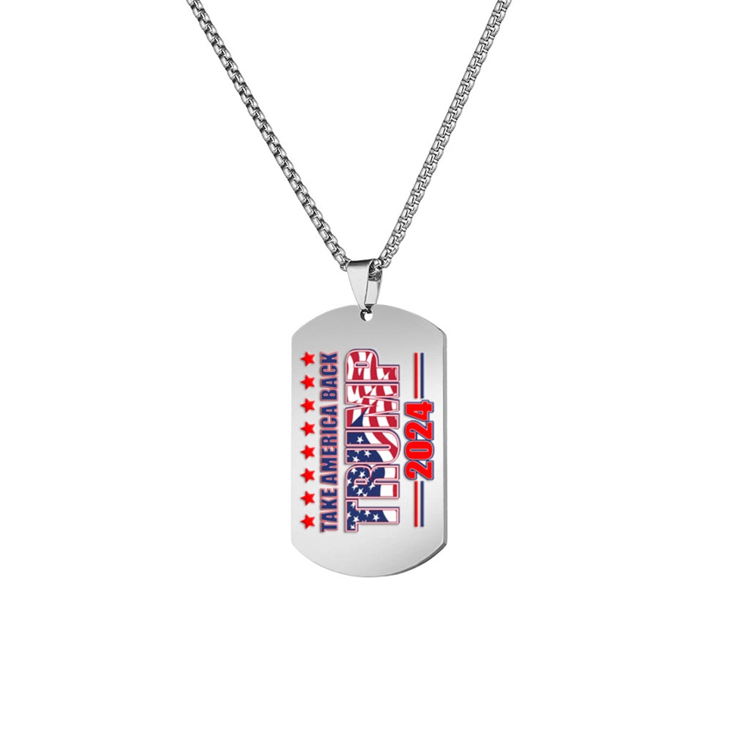Trump 2024 Tag Necklace Shooting Makes Me Stronger Stainless Steel Chain