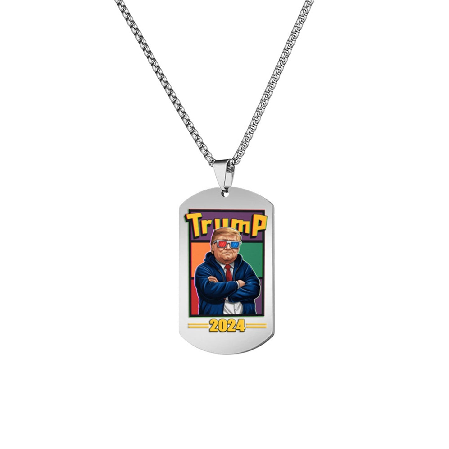 Trump 2024 Tag Necklace Shooting Makes Me Stronger Stainless Steel Chain