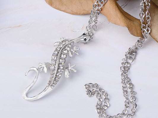 Long Tail Odd Walking Lizard Animal Pendant Necklace