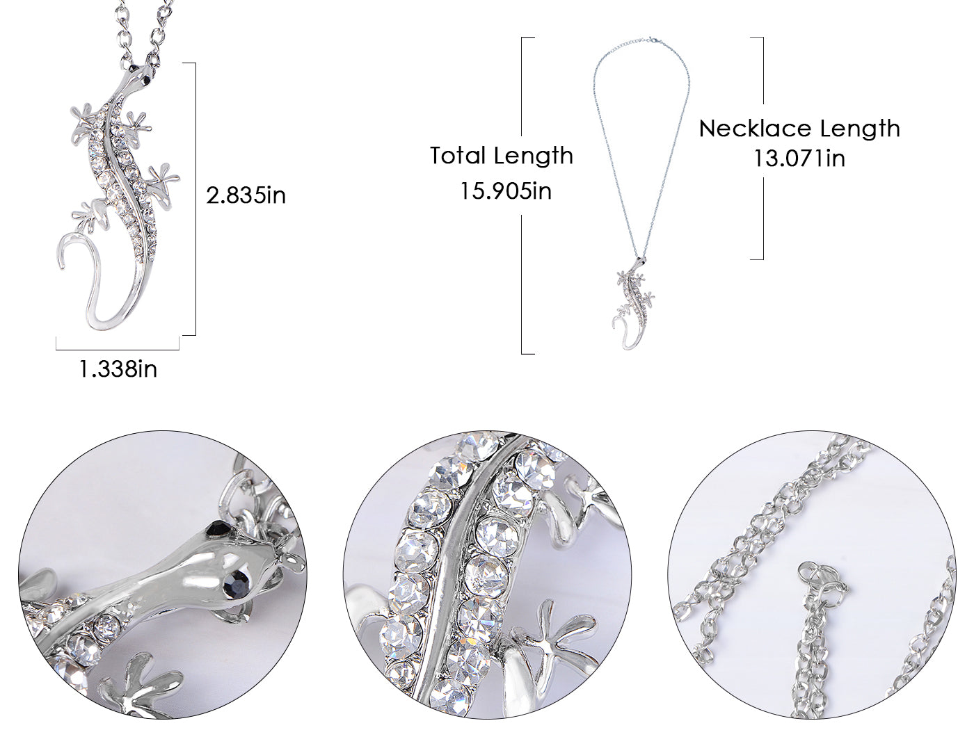 Long Tail Odd Walking Lizard Animal Pendant Necklace