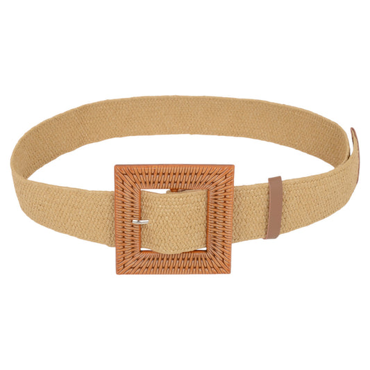 Stylish Straw Belt with Woven Buckle