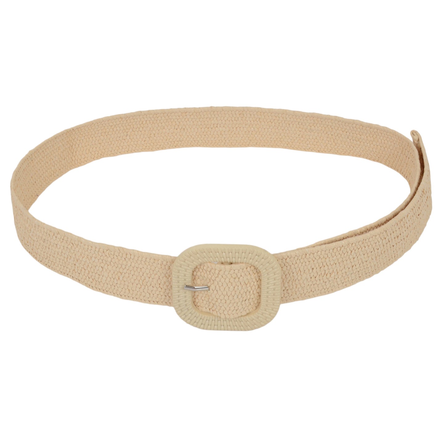 Elegant Straw Belt with Matching Woven Buckle