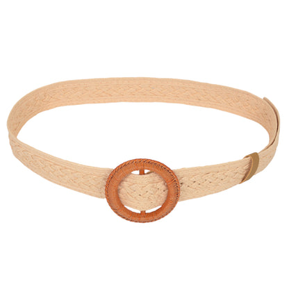 Bohemian Style Woven Belt with Round Plastic Buckle