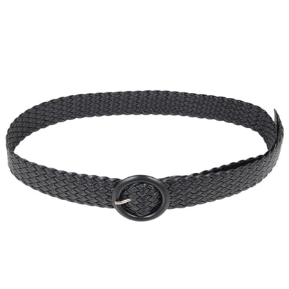 Sleek Woven Women's Belt with Plastic Buckle