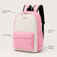 Colorblock School Backpack with Front Pocket and Adjustable Straps