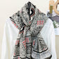 Lightweight Printed Scarf with Intricate Circular Pattern and Soft Draping Design for Stylish Everyday Layering 33.5x71in