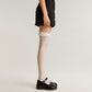 2pcs Women's Fishnet Thigh High Stockings with Ruffled Lace Top Detail Soft Stretch Fit for Delicate Feminine Layered Styling