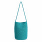 Shimmery Woven Bucket Shoulder Bag Blue Small Crossbody Purse with Braided Strap for Daily Essentials