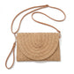 Woven Straw Crossbody Clutch Bag with Flap Closure Adjustable Strap Lightweight Shoulder Handbag