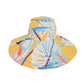 Wide Brim Floppy Sun Hat with Colorful Printed Underside UV Protection Lightweight Foldable Design for Outdoor Use