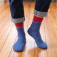 6 Pair Shark Graphic Crew Socks with Contrast Red Cuffs