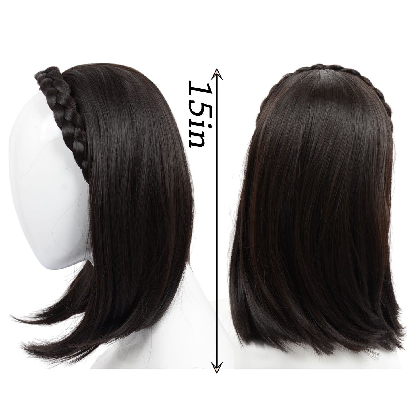 Braided Hairband Wig with Straight Shoulder Hair Extensions Casual Hairpiece for Holiday