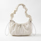 Floral Embroidered Ruched Shoulder Bag with Drawstring Closure 11x8.3x3in