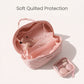 Quilted Makeup Bag Organizer with Handle Large Capacity Cosmetic Storage Case 2 Piece Set