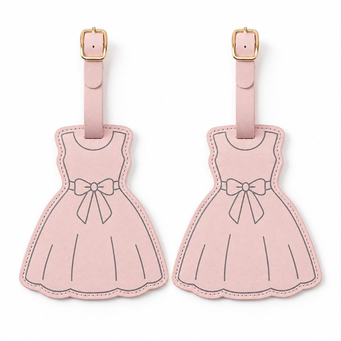 2 Pack Dress Shaped Luggage Tags with Buckle Straps
