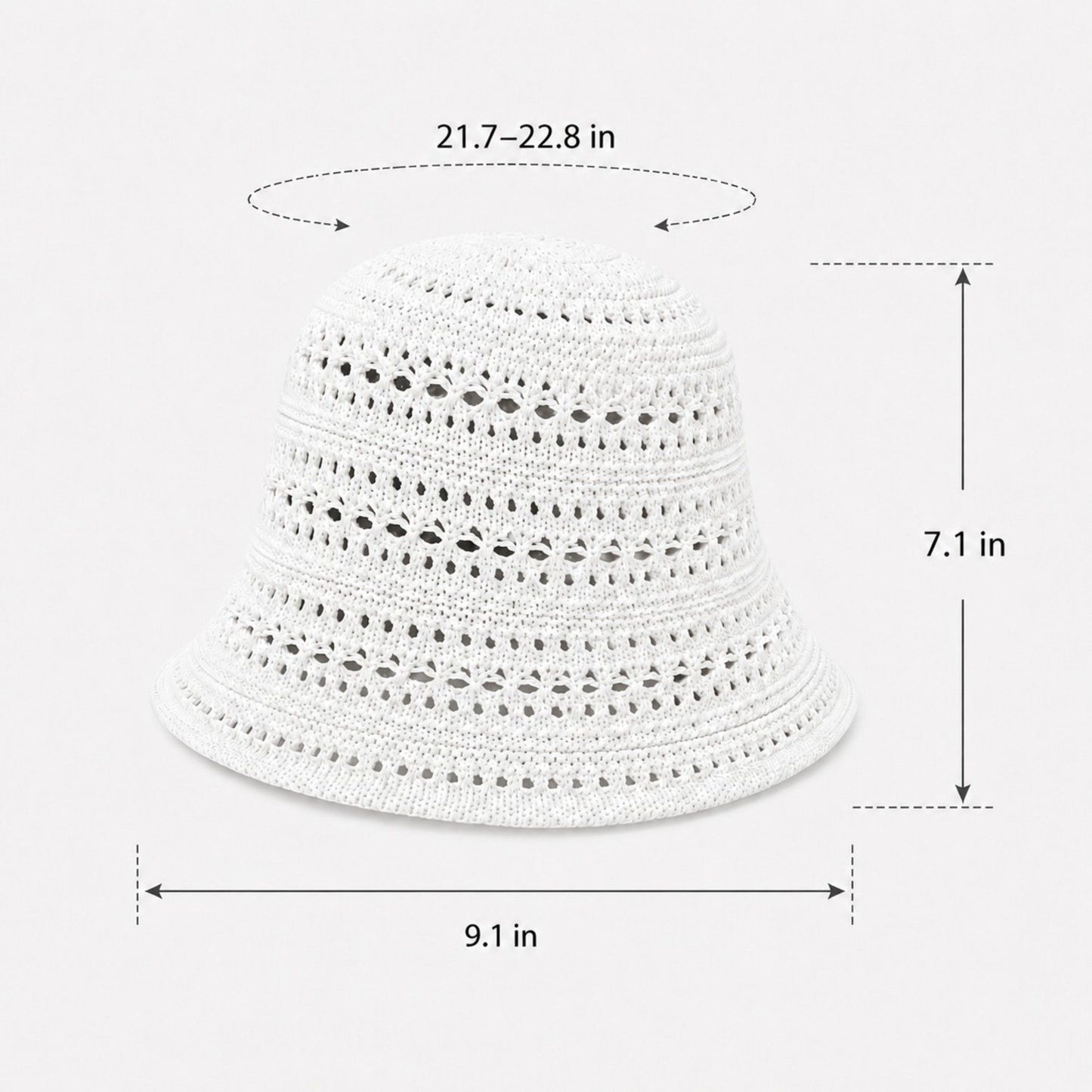 Crochet Bucket Hat Open Knit Brim Lightweight Packable Summer Beach Hat